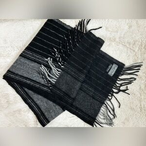 Fraas Unisex Fringe Edge 100% Cashmere Scarf Striped Black/gray Size 50”/10,5”